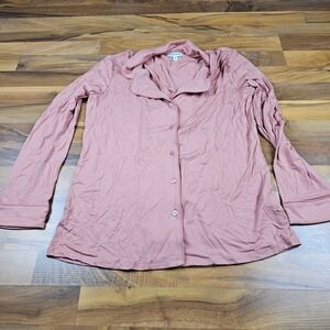 Nordstrom Pajama Top Button Front Notch Lapel Dusty Rose Medium